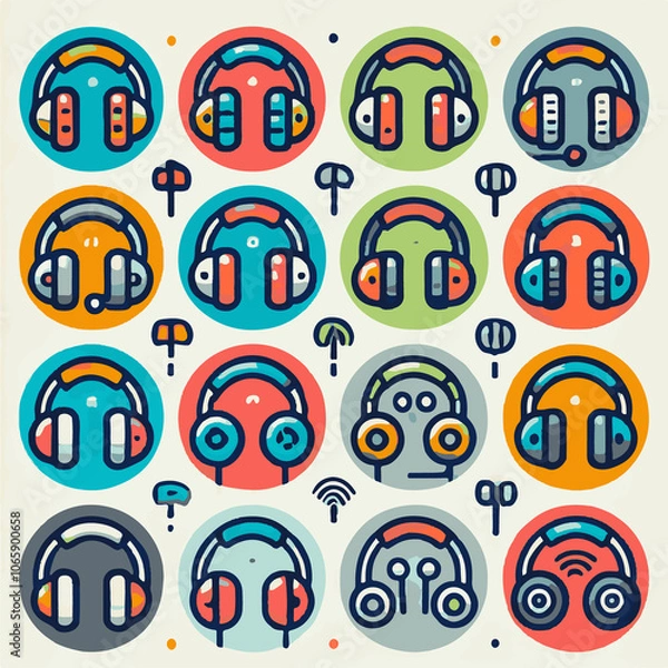 Fototapeta headphone icon set