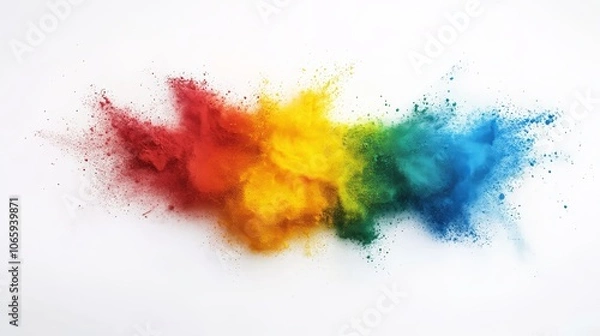 Obraz Explosion of Pride Rainbow Paint Isolated on Transparent Background