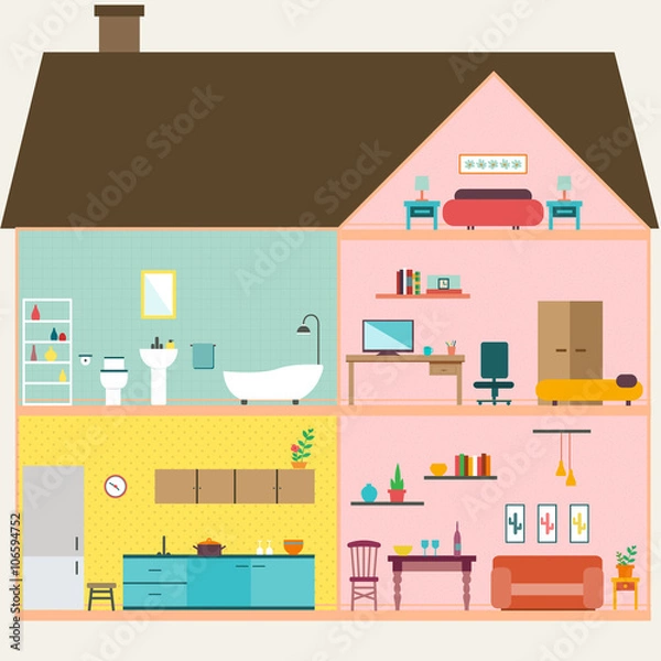 Obraz House inside with rooms vector for your ideas