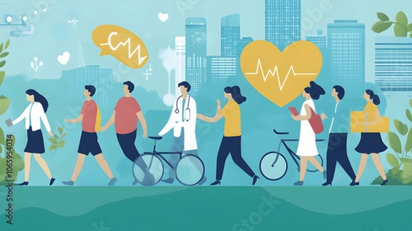 Fototapeta Conceptual Illustration of Social Determinants of Health . illustration