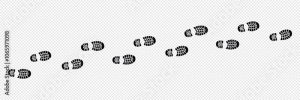 Fototapeta Vector Illustration Sign shoeprints .Track.  shoe vector trail . footprint . track   background . black transparent sign .