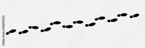 Fototapeta Vector Illustration Sign shoeprints .Track.  shoe vector trail . footprint . track   background . black transparent sign .