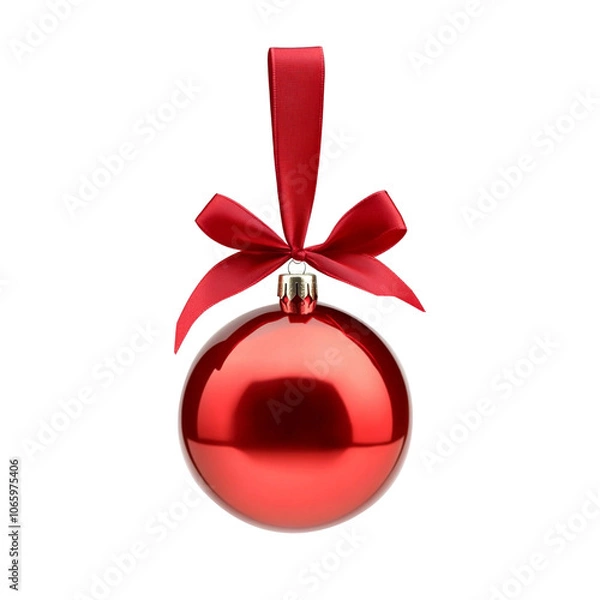 Fototapeta Red Christmas ball. isolated on transparent background..