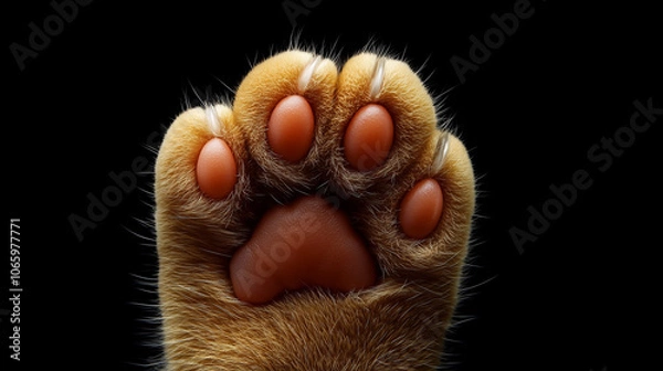 Fototapeta Close-up of a cat's paw with claws extended..