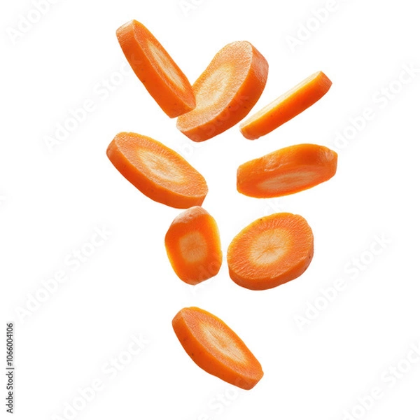 Fototapeta Floating Carrot Slices on Transparent Background