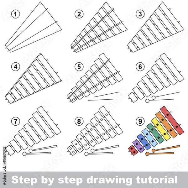Obraz Xylophone. Drawing tutorial.