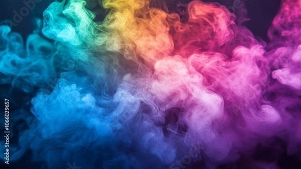 Fototapeta Abstract Colorful Smoke Swirls Against a Black Background