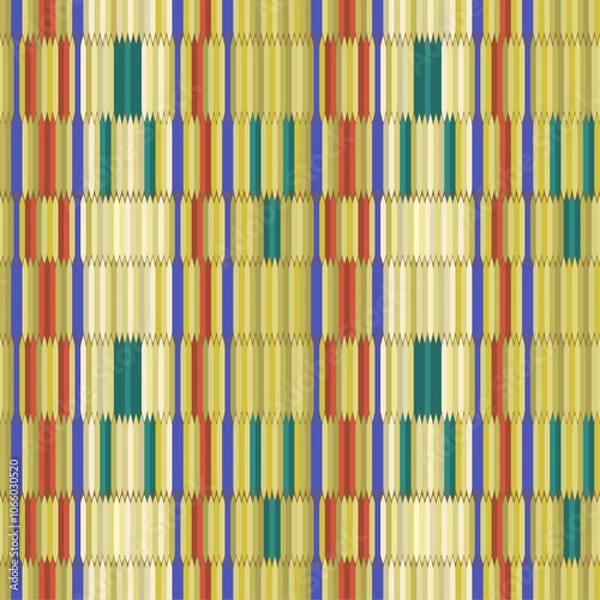 Fototapeta A seamless geometric ethnic design folk art with abstract . Ideal for textiles scarves wrapping paper and décor. it showcases traditional handmade weaving techniques in vector illustration.