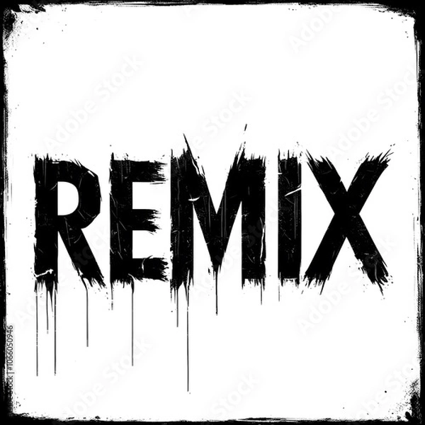 Obraz Graffiti style typography in black & white. Background removed, png 