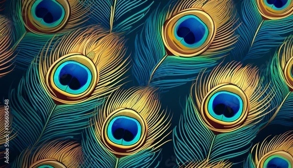 Fototapeta Peacock feathers close-up