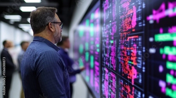 Fototapeta Business Leader Presenting Digital Roadmap on Display