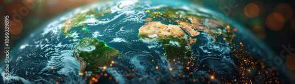 Obraz Explore the impact of carbon credit markets through a digital globe visualization