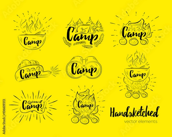 Fototapeta Camping sketch set
