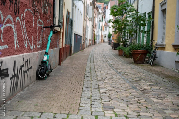 Obraz Altstadtgasse in Heidelberg mit einem abgestellren E-Scooter