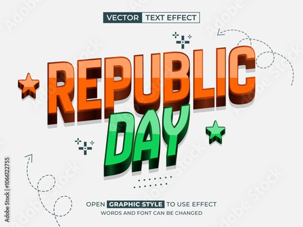 Obraz republic day editable text, font effect, 3d text for title