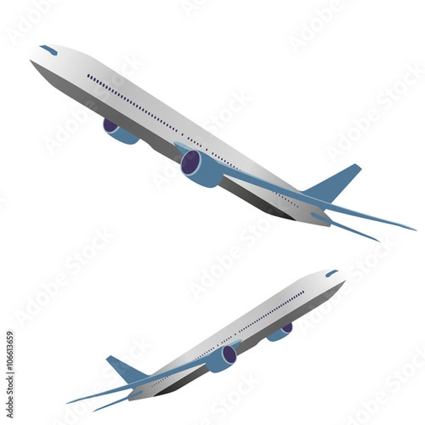 Fototapeta aircraft in flight on a white background