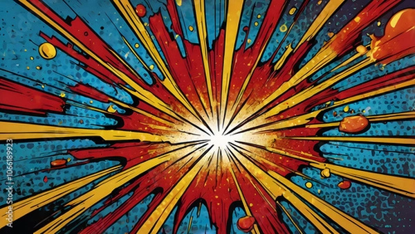 Fototapeta Pop Art Cartoon Explosion Background: Impact of Combat generative ai
