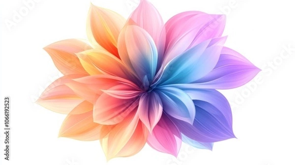 Fototapeta Abstract and colorful flower illustration on white background.