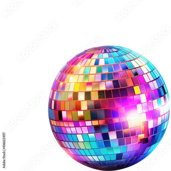 Fototapeta shiny disco ball on transparent background