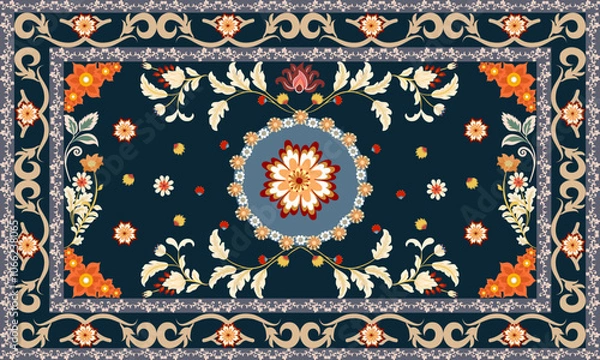 Fototapeta carpet pattern design, boho, pattern, elegant design carpet, decorate the dining room, bedroom, carpet pattern blanket, woven carpet illustration