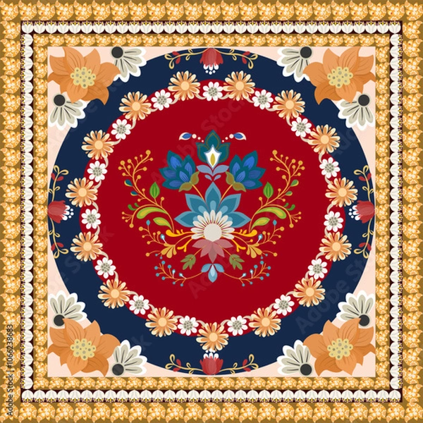 Fototapeta carpet pattern design, boho, pattern, elegant design carpet, decorate the dining room, bedroom, carpet pattern blanket, woven carpet illustration