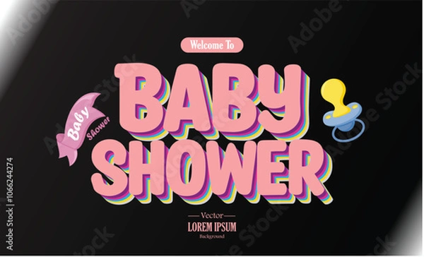 Obraz Baby shower text effect on black background