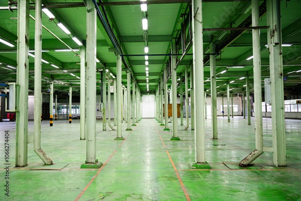 Obraz The abandoned industrial structure stands as a relic of the past, its steel frame and glass windows reflecting the city's urban transformation
