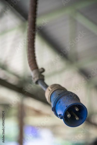 Obraz An old power plug with a lot of dust and rust.