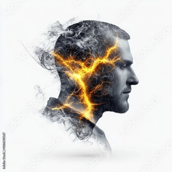 Fototapeta Exploring the intricacies of human psyche a visually striking representation of emotion and energy through abstract artistry