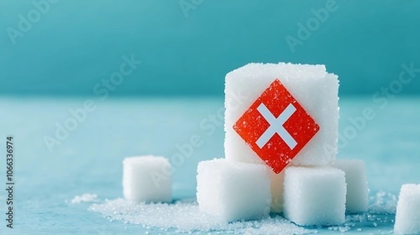 Fototapeta Sugar Cube Warning Design with Red Symbol