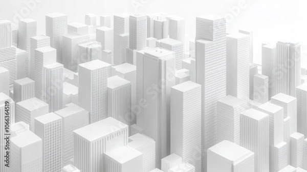 Fototapeta Minimalist 3D render of a city skyline.