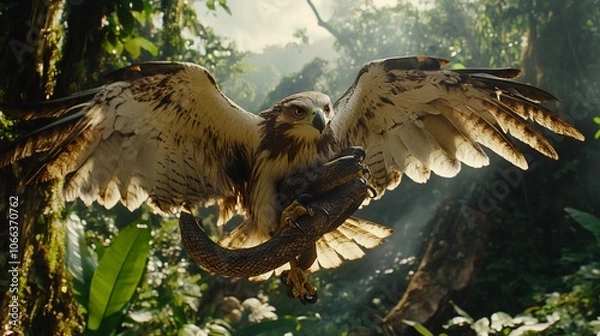 Fototapeta close up the eagle clutches the snake