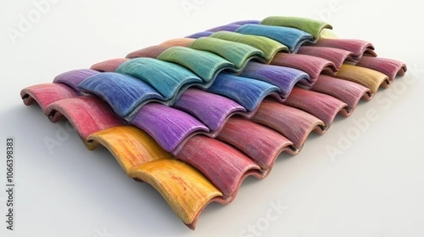 Obraz Many colorful, overlapping roof tiles in a variety of shades.