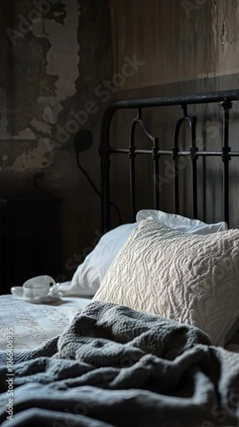 Fototapeta Bed isolated on metal background