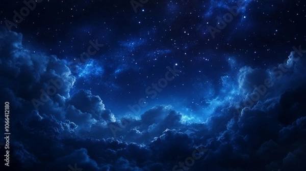 Fototapeta A serene night sky filled with stars and cloud, evoking a sense of wonder and tranquility.