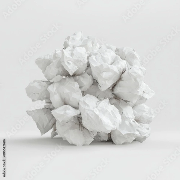 Obraz Low Poly 3D Render of a bundle of cotton, on isolated white background