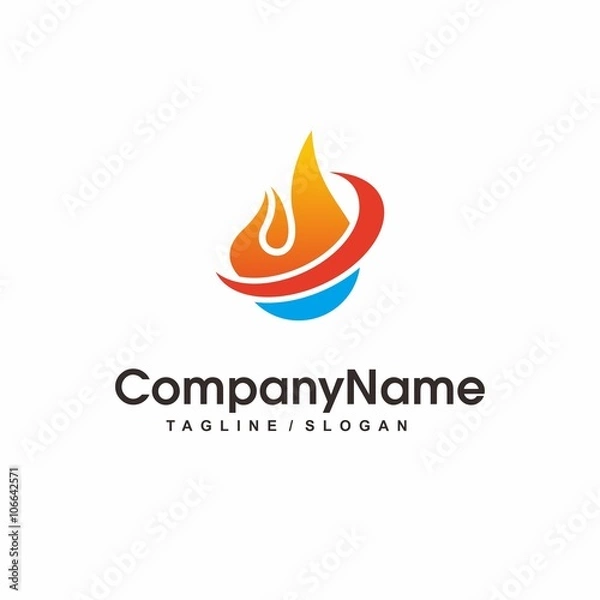 Obraz Water Fire Flame Logo design vector