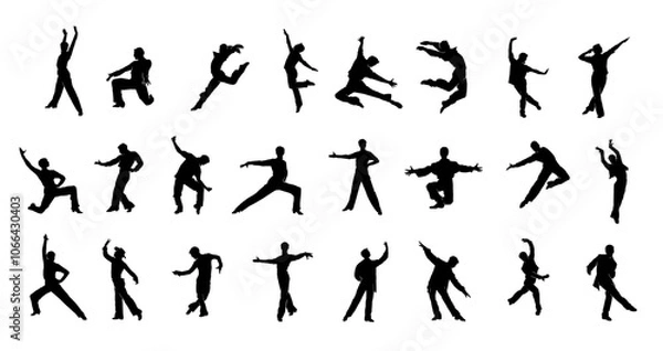 Fototapeta Collection of Dynamic Dance Silhouettes in Motion