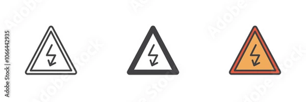 Fototapeta High voltage sign different style icon set