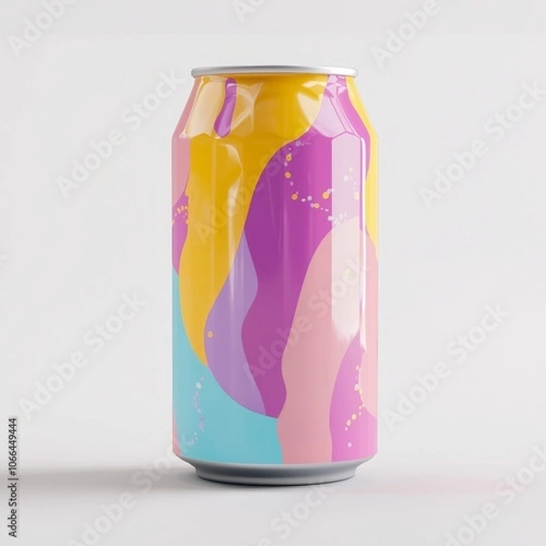 Fototapeta Low Poly 3D Render of a can of soda, on isolated white background