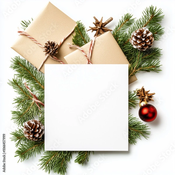 Fototapeta Christmas card with a white space for writing a message