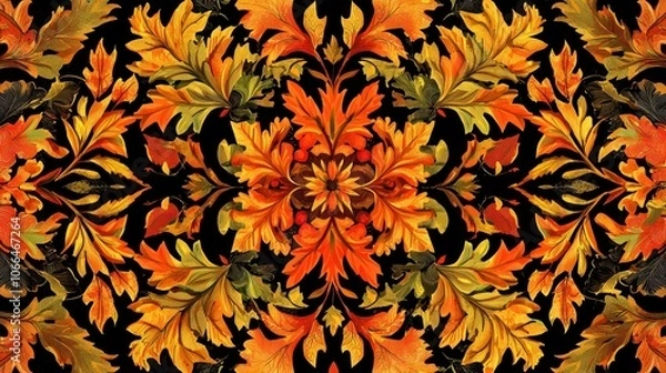 Fototapeta A colorful textile pattern inspired by Thanksgiving themes, suitable for fabric designs