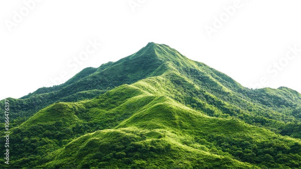 Fototapeta Lush green mountains with rolling hills create serene landscape, showcasing natures beauty and tranquility. vibrant greenery invites exploration and adventure