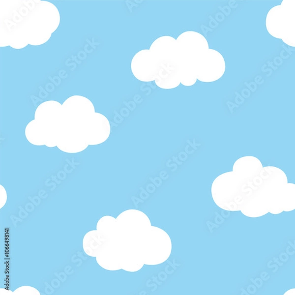 Fototapeta Cloud seamless pattern design for background, wallpaper, fabric, textile design, card, wrapping paper, notebook, diary cover, blanket, blanket for kids, decorative, carpet, decorative, and etc.
