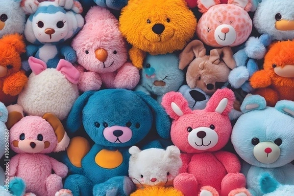 Fototapeta Plush toys seamless pattern