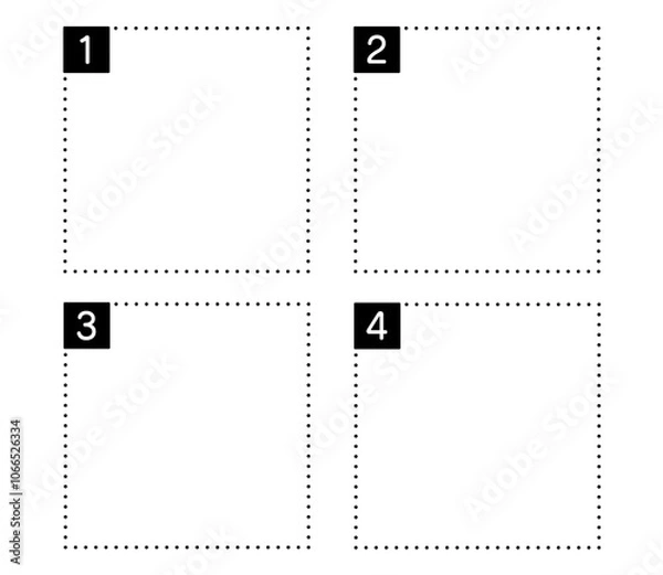 Fototapeta 数字の入ったシンプルなドット線のフレーム　ベクター
