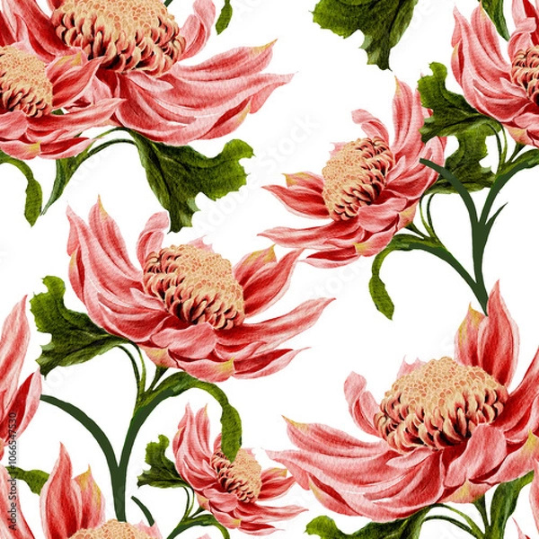 Fototapeta Beautiful seamless pattern with floral background.