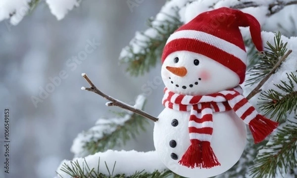 Fototapeta snowman on the tree