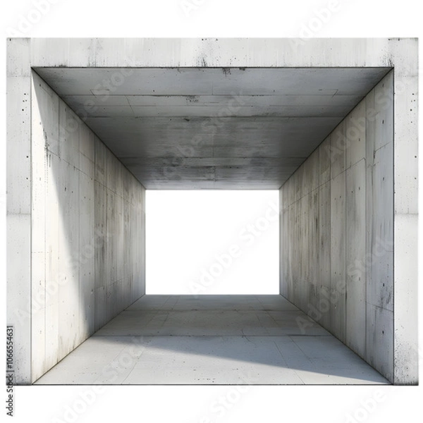 Obraz A pedestrian underpass entrance with smooth concrete walls isolated on white background 