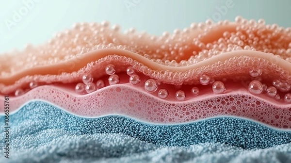 Fototapeta 3D Model of Skin Layers with Collagen and Texture